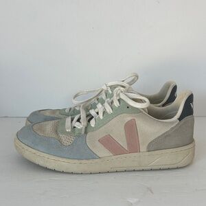 Veja Men’s V-10 Suede Sneakers in Multicolor Natural & Babe 9